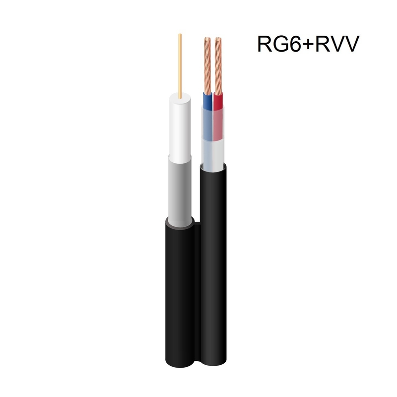Coaxial LSZH Hybrid Fiber Power Cable RG6 RVV CCS Copper Conductor For Gigabit Internet